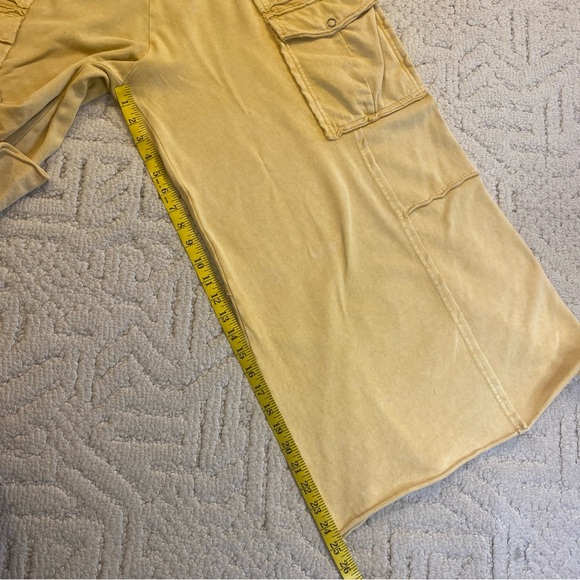 Easel Mustard Yellow Wide Leg Knit Fabric Pant 1X Cotton Boho Baggy Beach - Picture 6 of 8